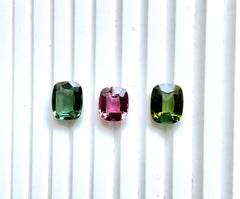 Tourmaline 13.36 Carats Cushion Cut Stone 3 Piece For Jewelry Natural Gemstone