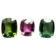 Tourmaline 13.36 Carats Cushion Cut Stone 3 Piece For Jewelry Natural Gemstone