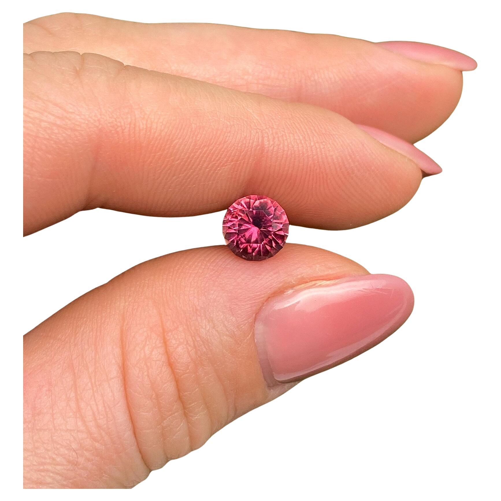 Tourmaline 1.58Ct natural Loose gemstone, Round Brilliant cut, Origin Nigeria For Sale