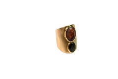 Tourmaline 18 Karat Brushed Hand Made Gold Band Ring