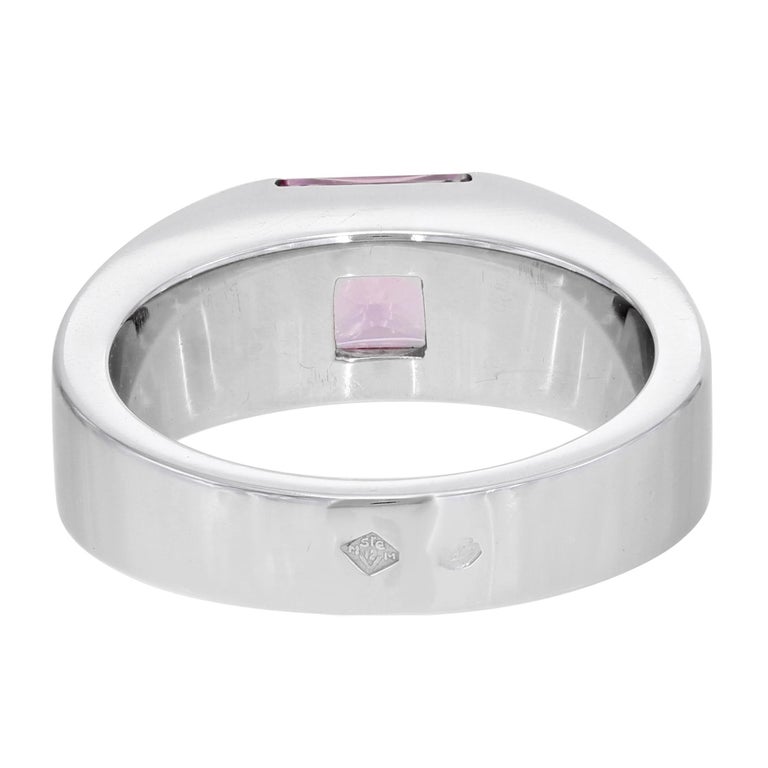 Tourmaline 18 Karat White Gold Tank Ring at 1stDibs