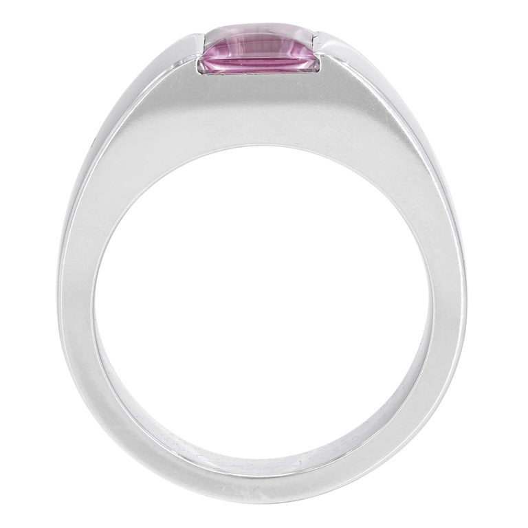 Tourmaline 18 Karat White Gold Tank Ring at 1stDibs