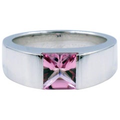 Tourmaline 18 Karat White Gold Tank Ring