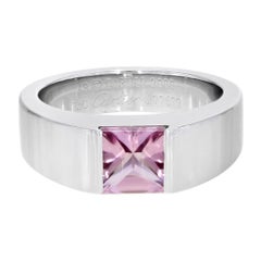 Tourmaline 18 Karat White Gold Tank Ring