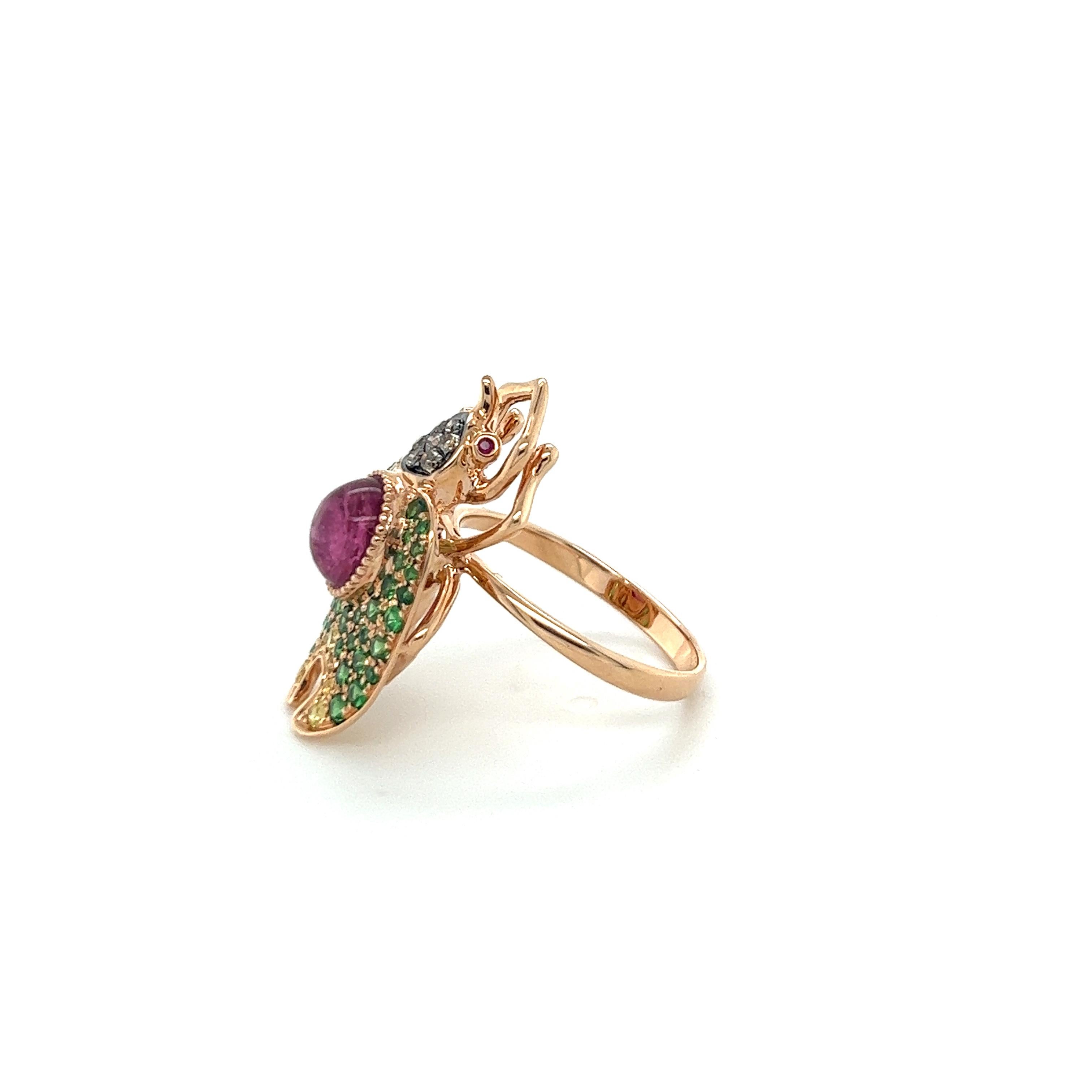 Modern Tourmaline 18k Rose Gold Ring For Sale