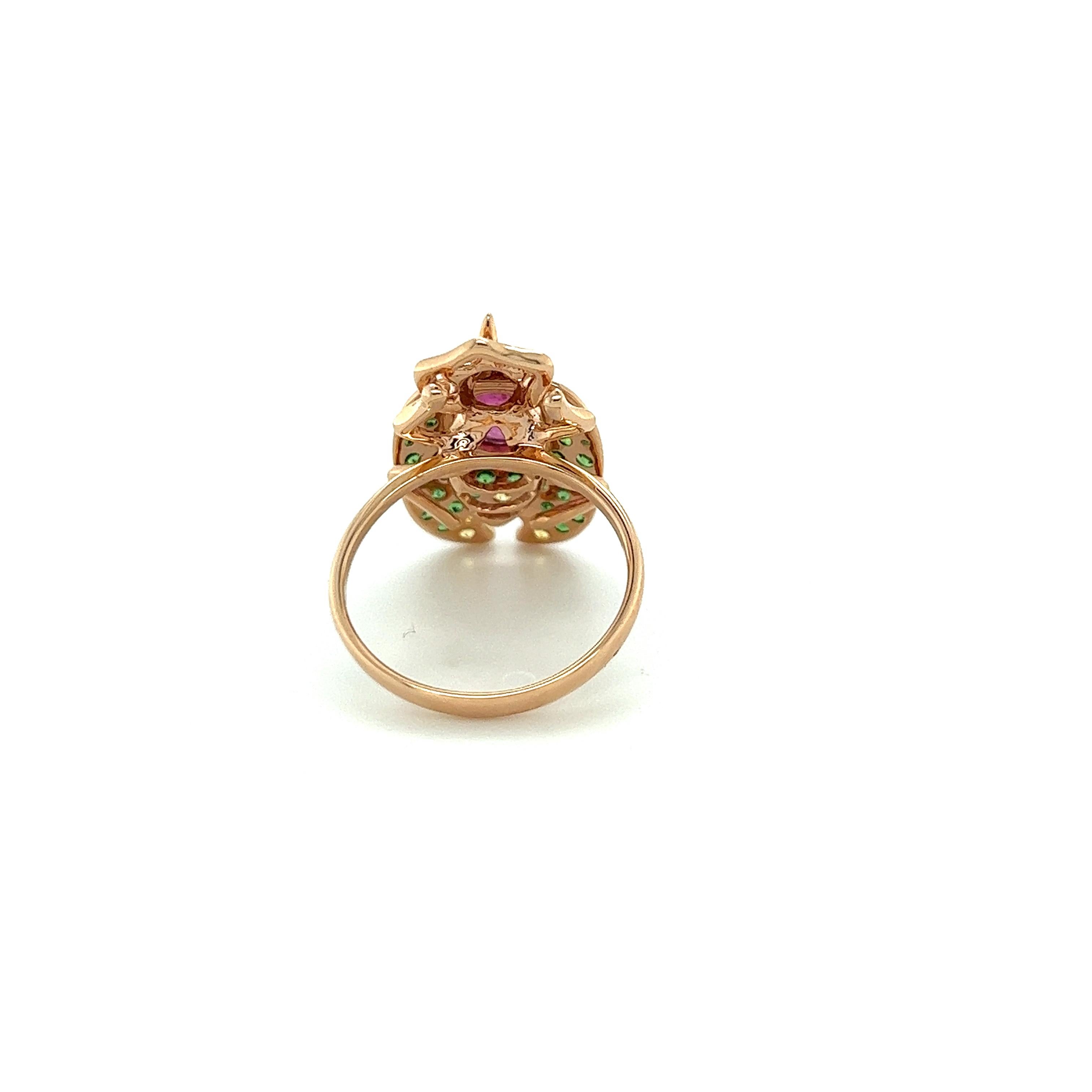 Tourmaline 18k Rose Gold Ring In New Condition For Sale In Hong Kong, HK