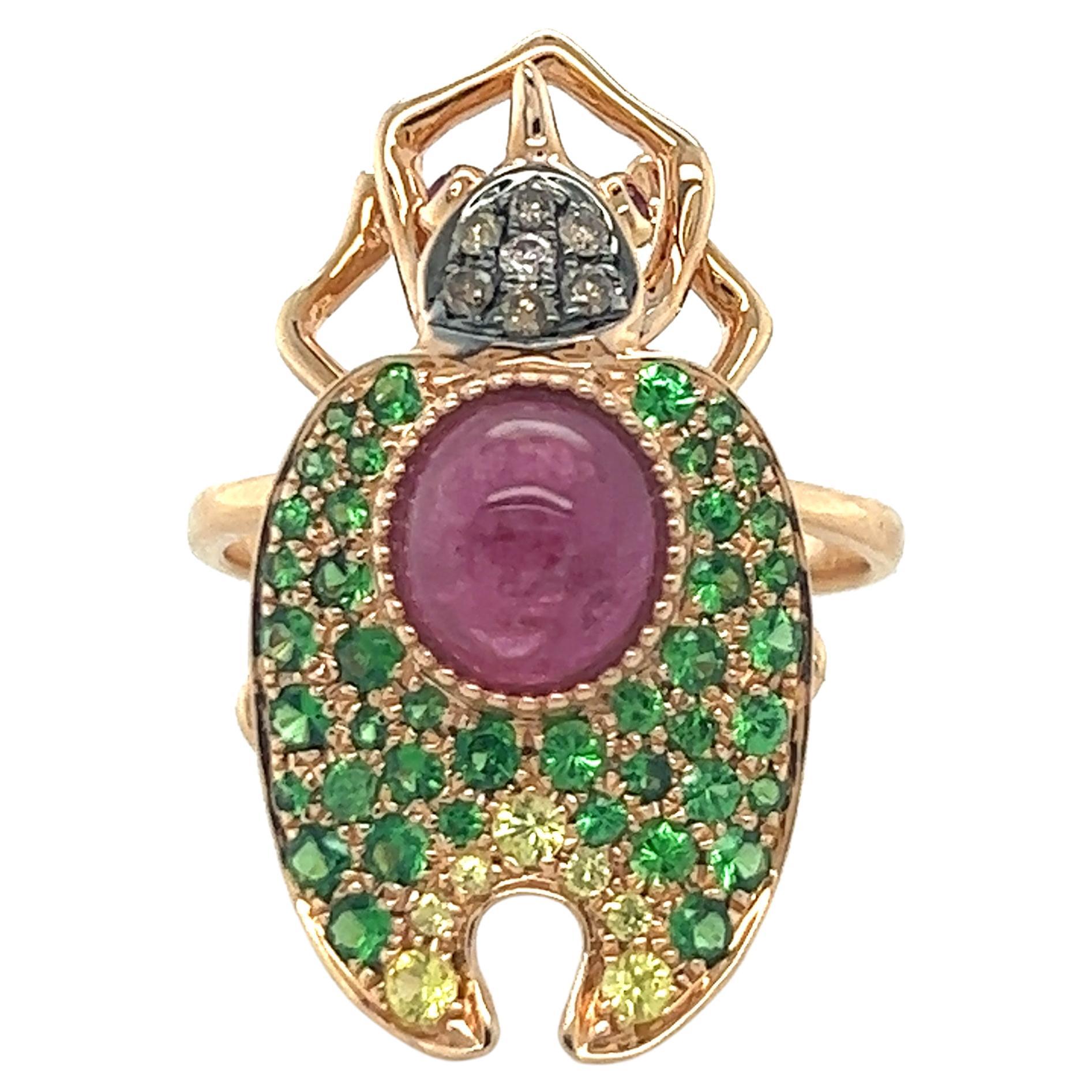 Bague en or rose 18 carats avec tourmaline