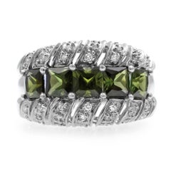 Tourmaline 3.00cttw and Diamond 0.35cttw Thick Band Ring 14k White Gold