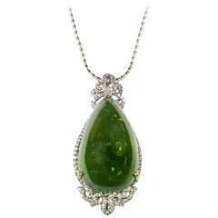 Tourmaline 65.9CTS White Gold Pendant Necklace