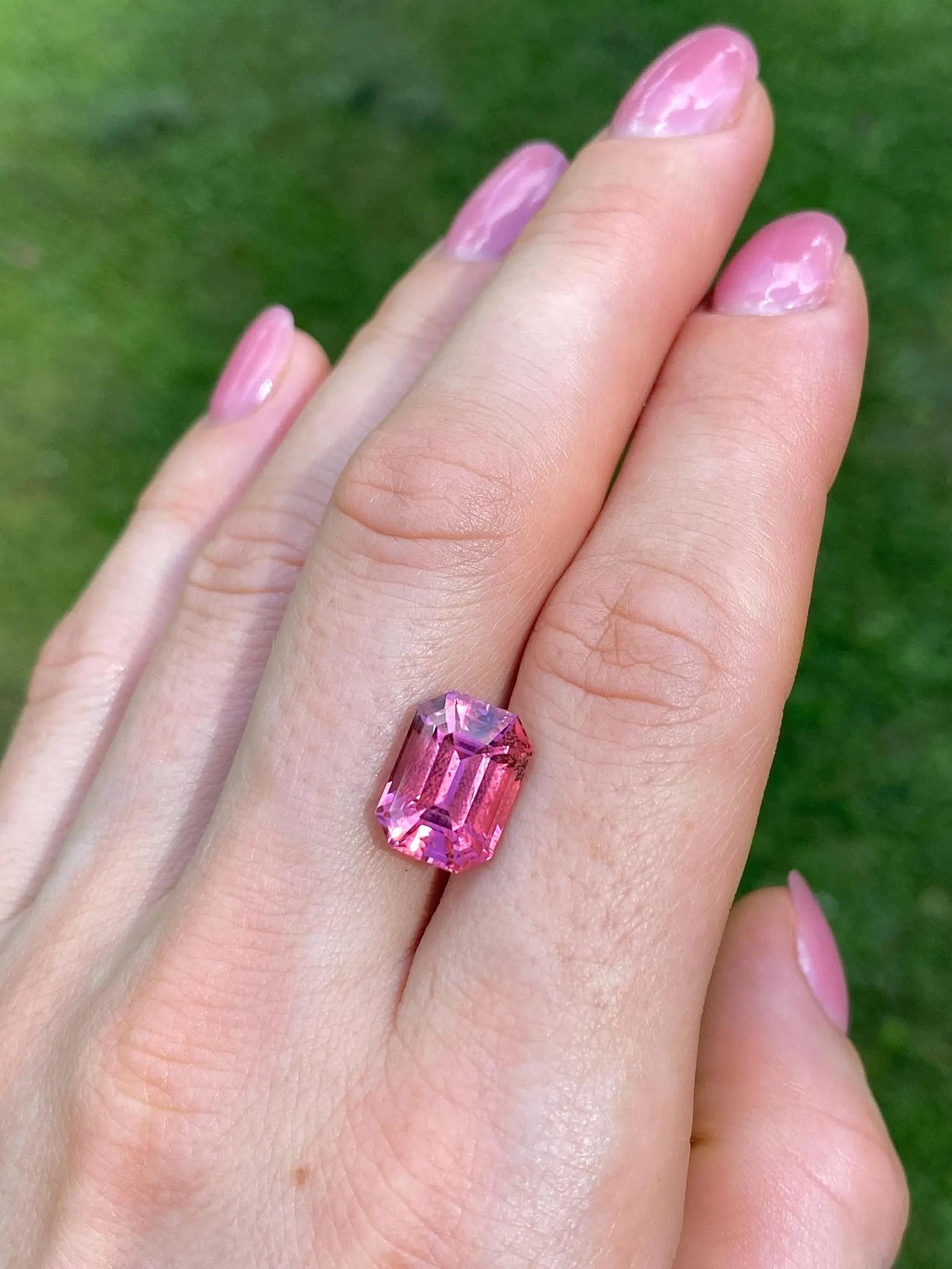 Turmalin 7.17Ct natürlicher Edelstein, Octagon-Schliff, Nigeria, GFCO Zertifikat. im Angebot 4