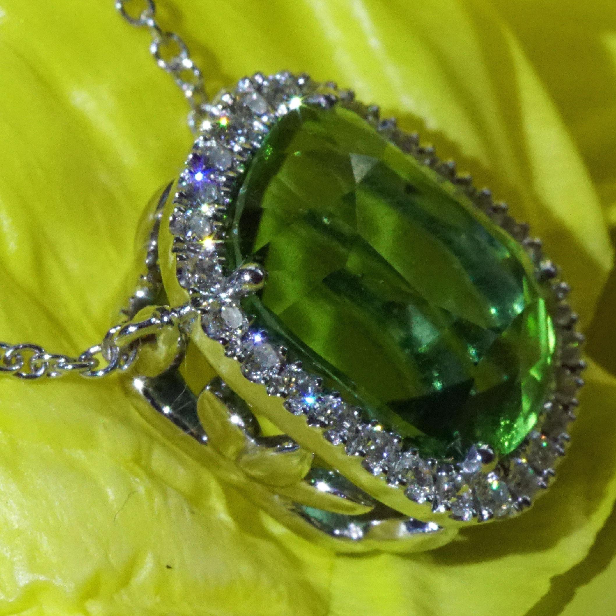 Tourmaline 8.35 Ct Afghanistan Green-Bluish Loupe Clean AAA+ Necklace 0.44 Ct  For Sale 6