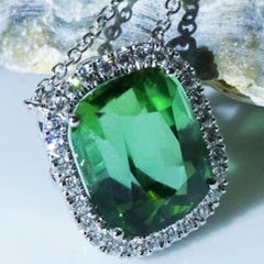Tourmaline 8.35 Ct Afghanistan Green-Bluish Loupe Clean AAA+ Necklace 0.44 Ct