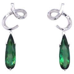 Tourmaline and 18K White Gold Earring (B13471n)