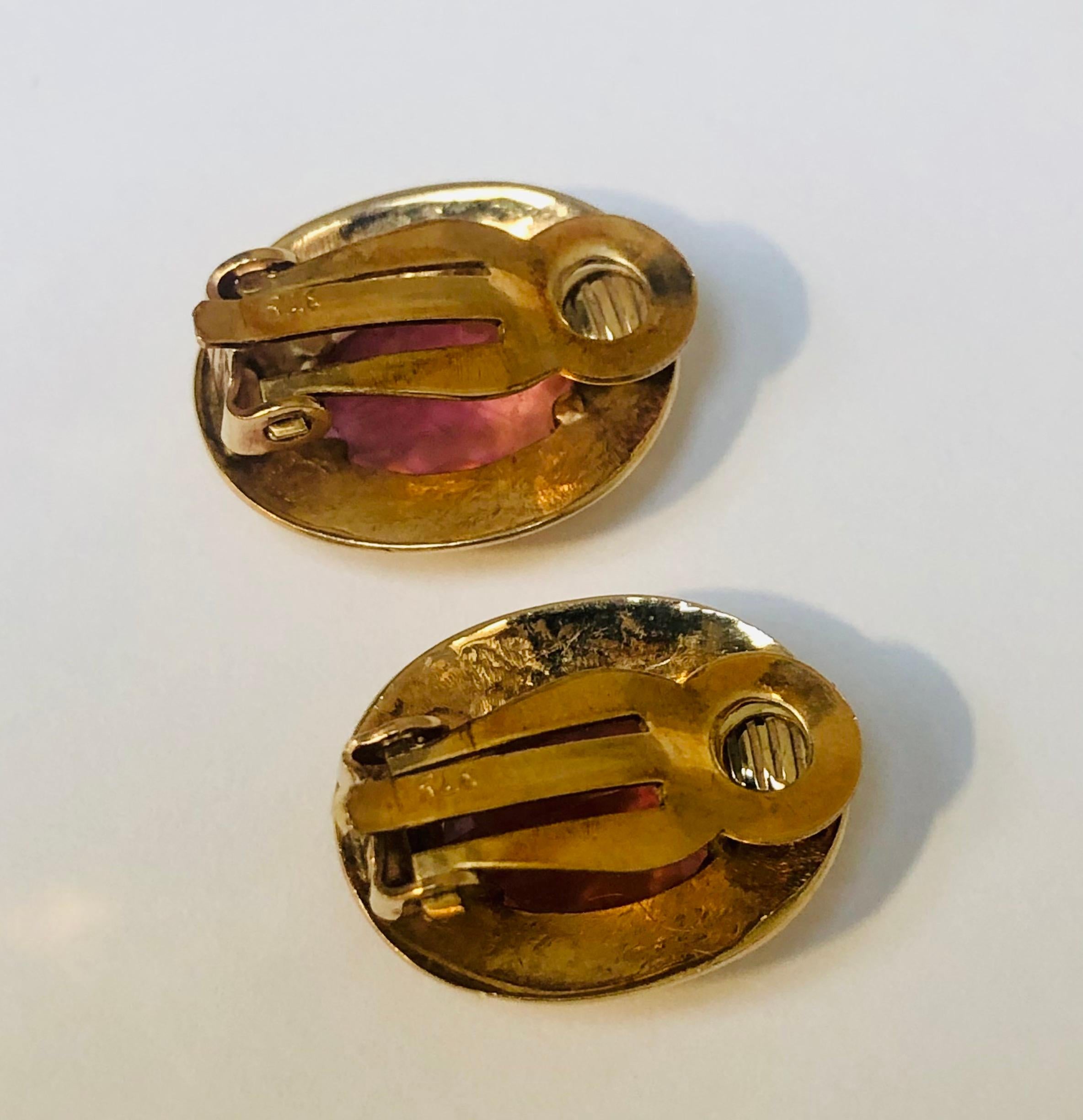 Tourmaline and 9 Karat Yellow Gold Earrings For Sale 1