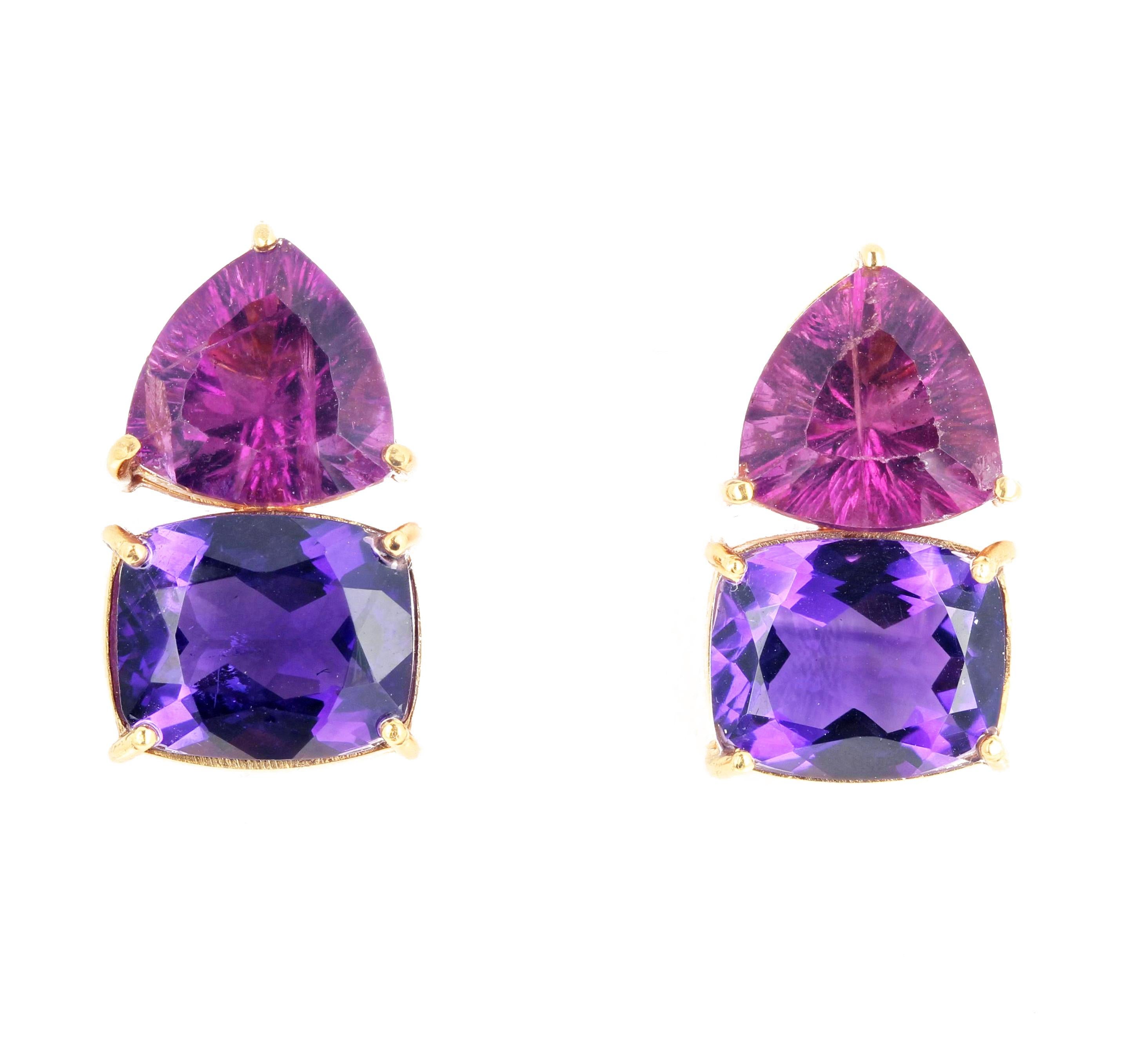 Women's Tourmaline and Amethyst Gold Earrings