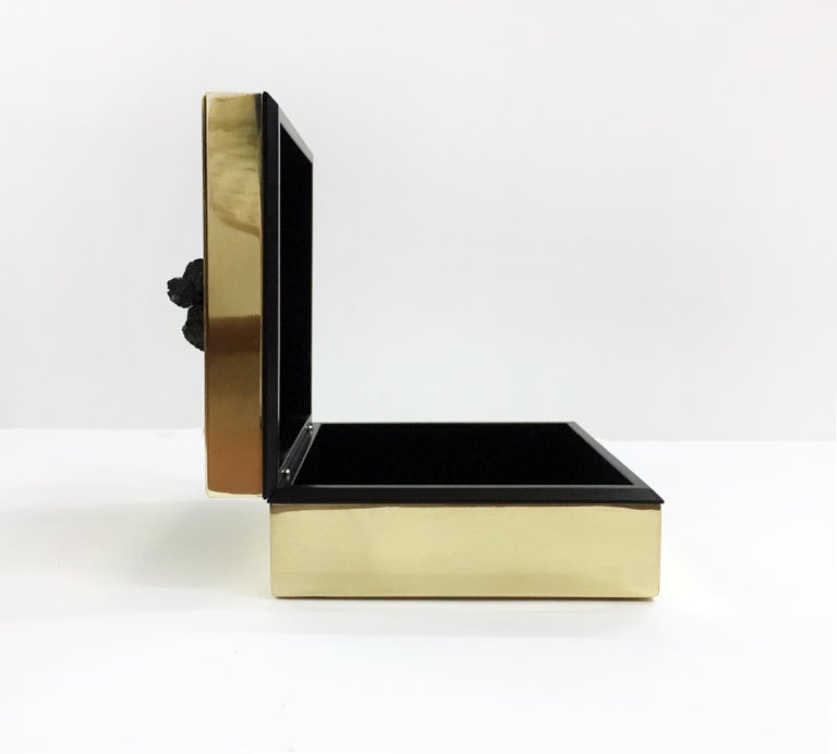 Contemporary Tourmaline and Brass Jewelry Deco Box