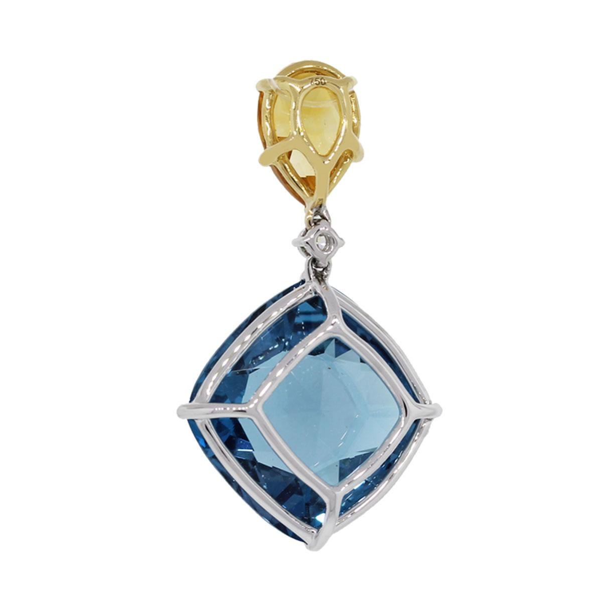 Contemporary Tourmaline and Citrine Gemstone Pendant