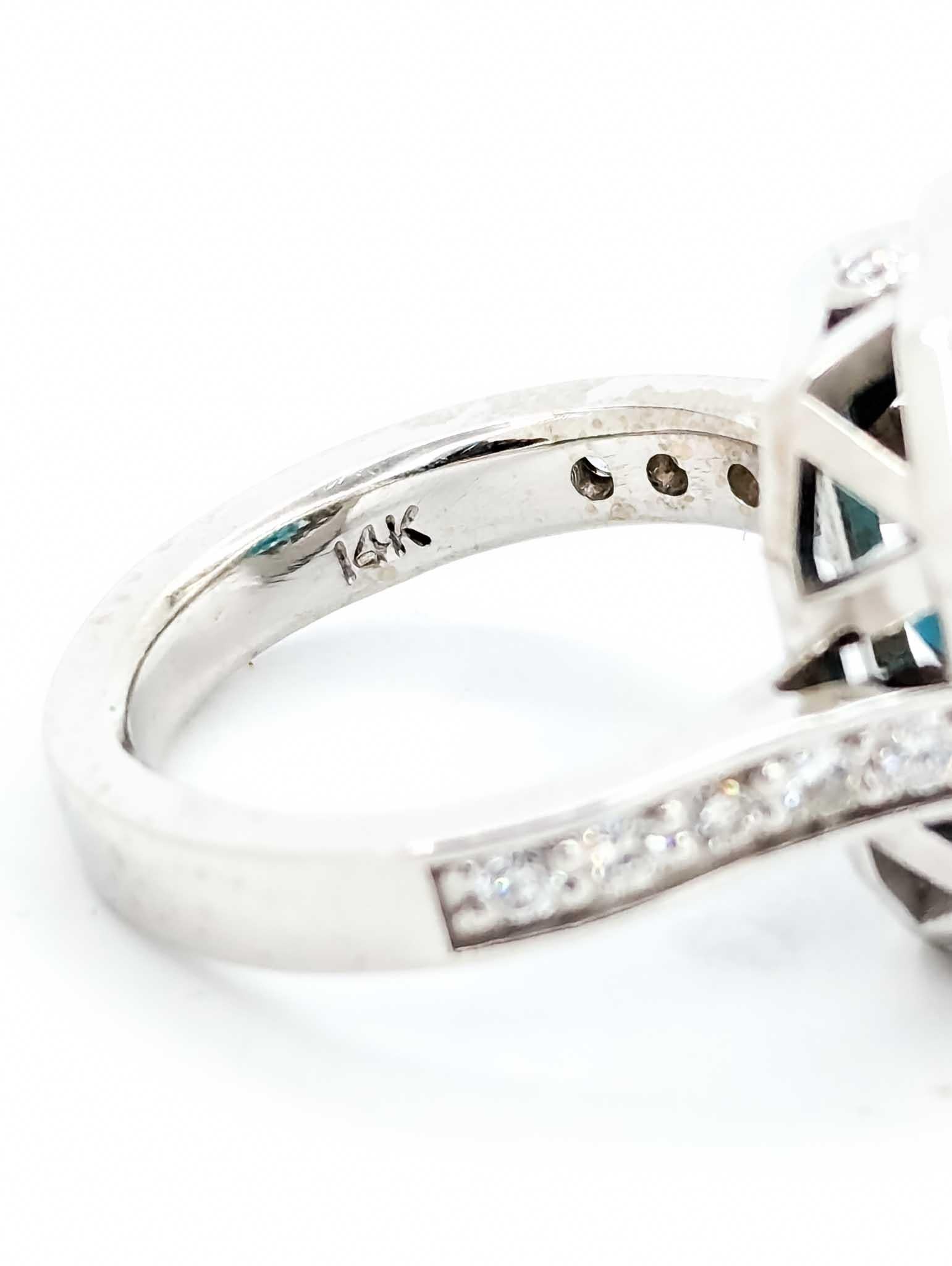 Anillo Turmalina y Diamante Oro Blanco 14K en venta 5