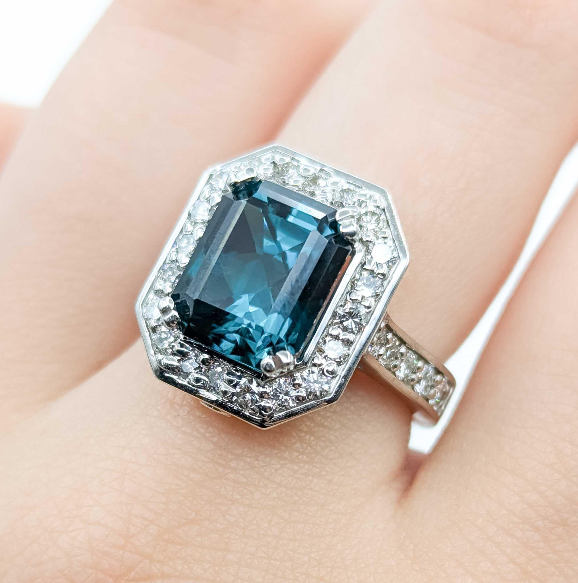 Anillo Turmalina y Diamante Oro Blanco 14K en Excelente estado para la venta en Bloomington, MN