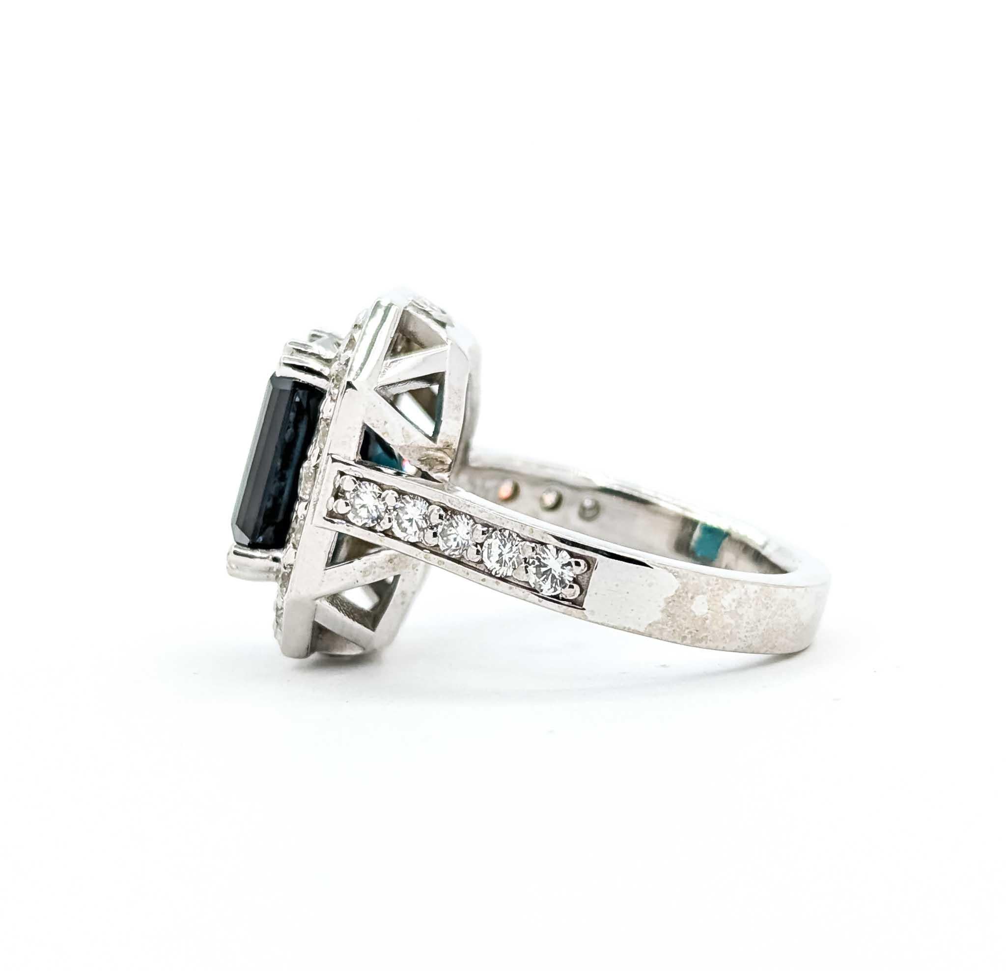 Anillo Turmalina y Diamante Oro Blanco 14K en venta 1