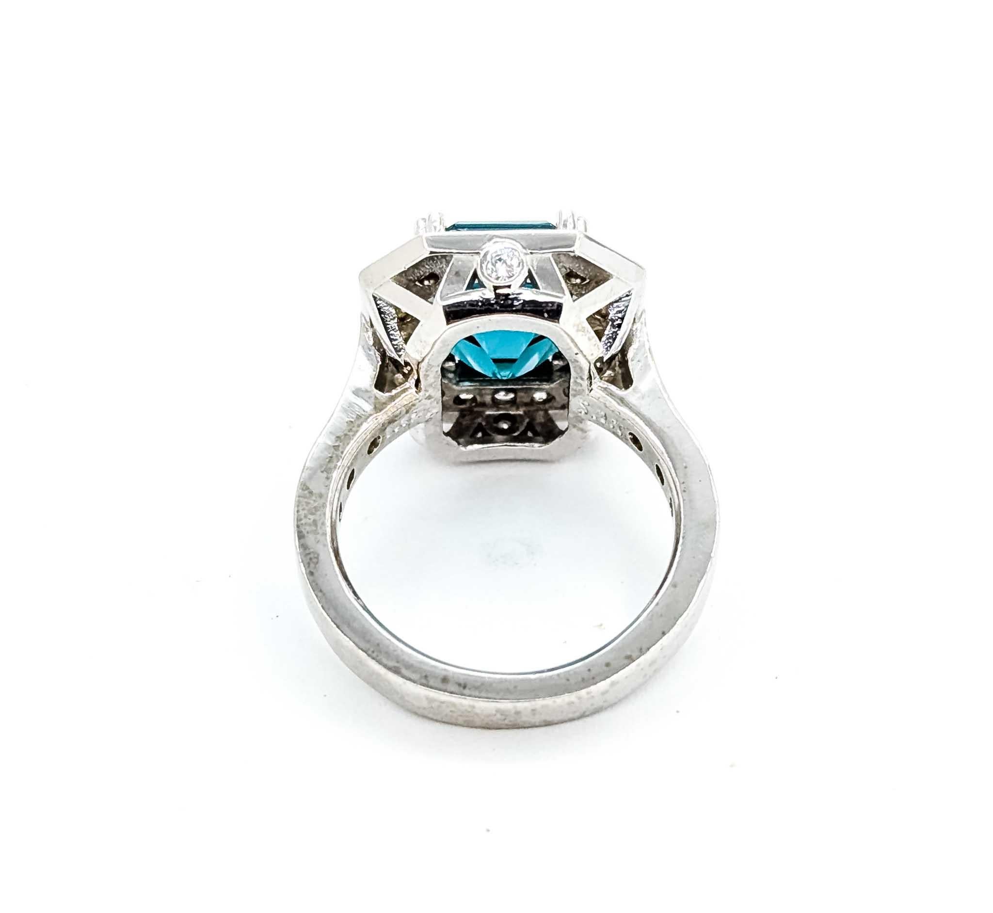 Anillo Turmalina y Diamante Oro Blanco 14K en venta 2