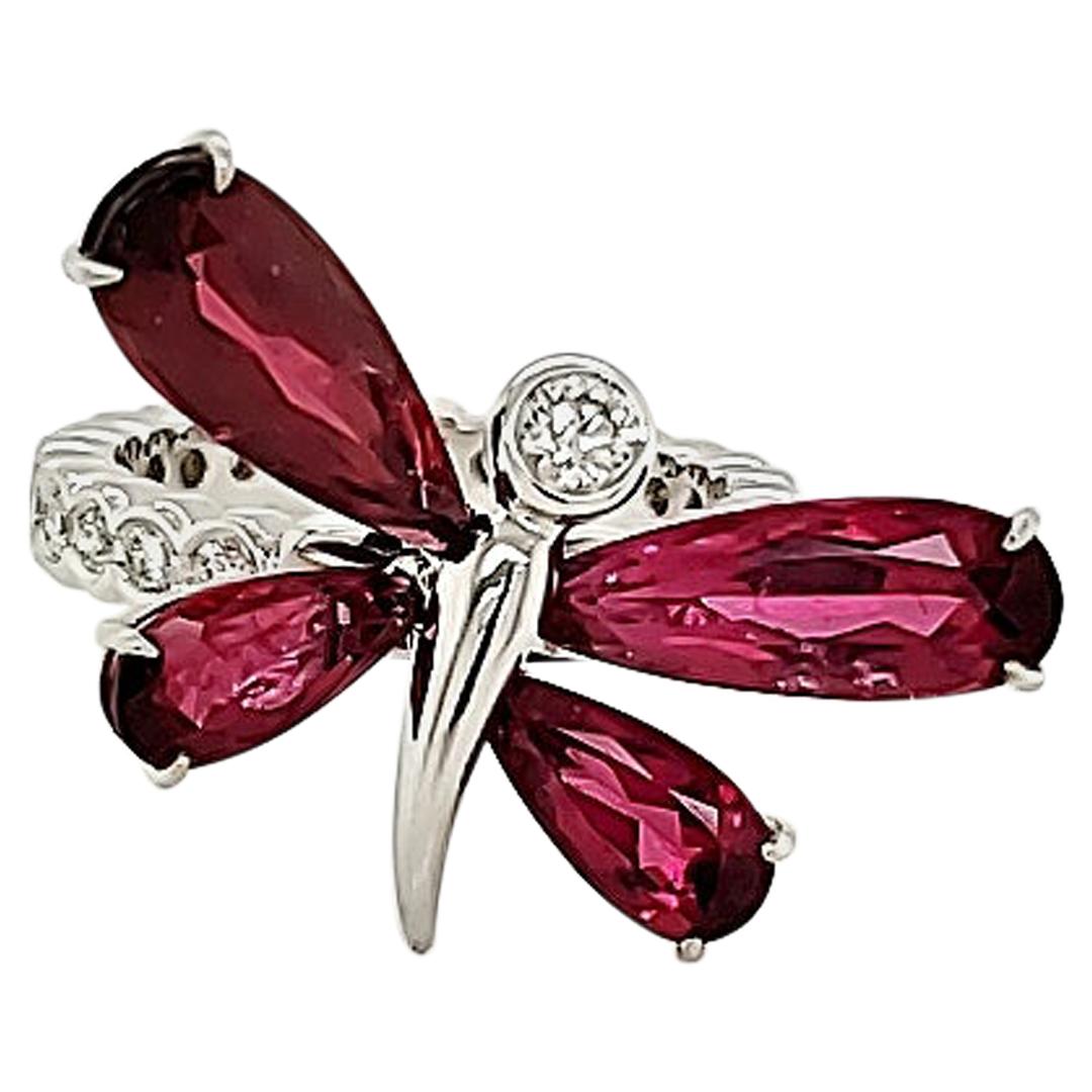 Tourmaline and Diamond "Butterfly" Engagement Ring For Sale