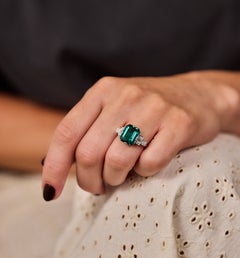 Tourmaline and Diamond Cocktail 18k Ring, Stockholm 1945