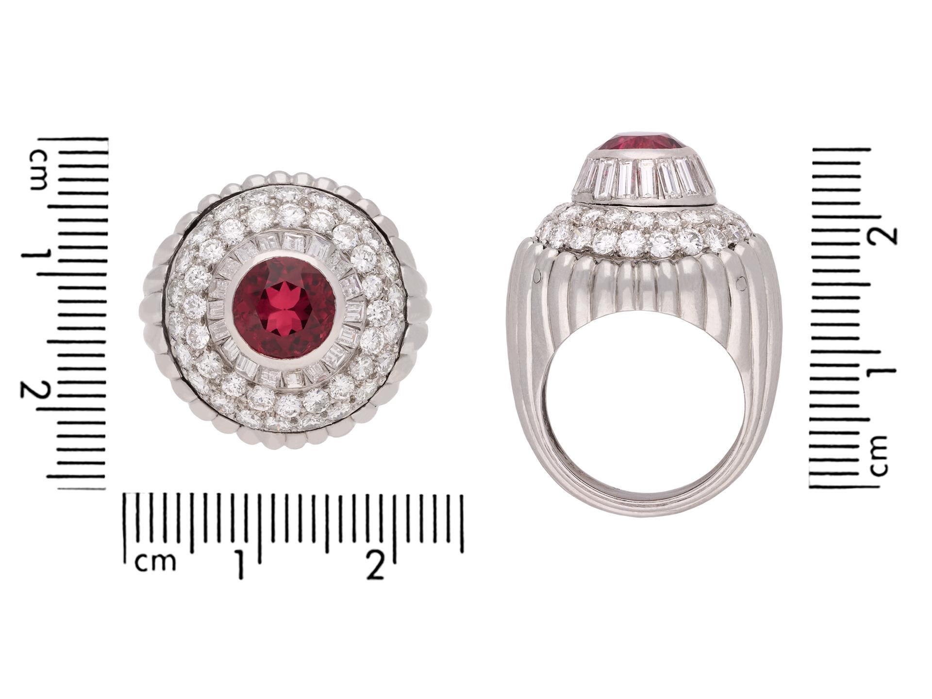 Tourmaline and diamond cocktail ring, circa 1960. In Good Condition For Sale In London, GB