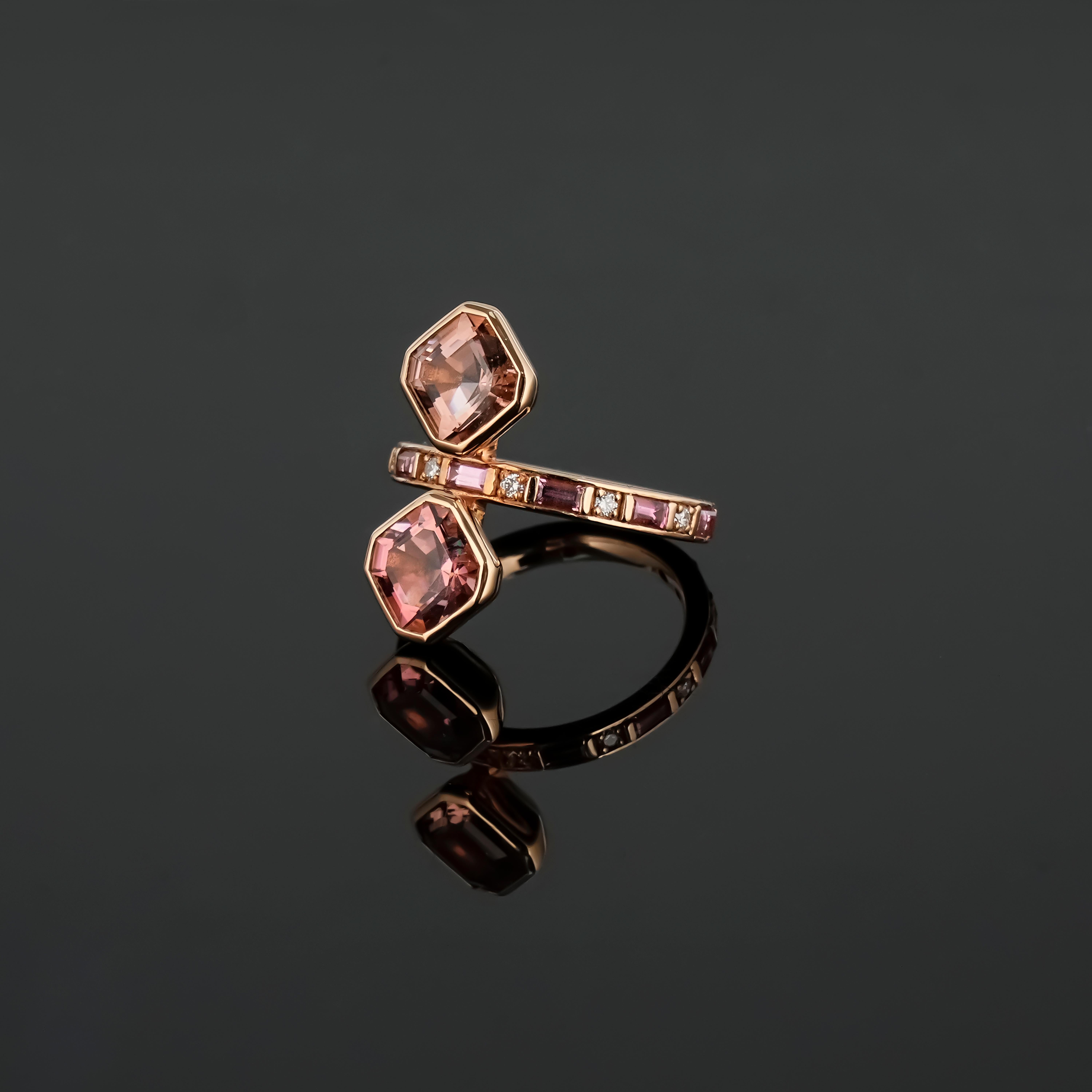Modern Tourmaline and Diamond Cocktail Ring