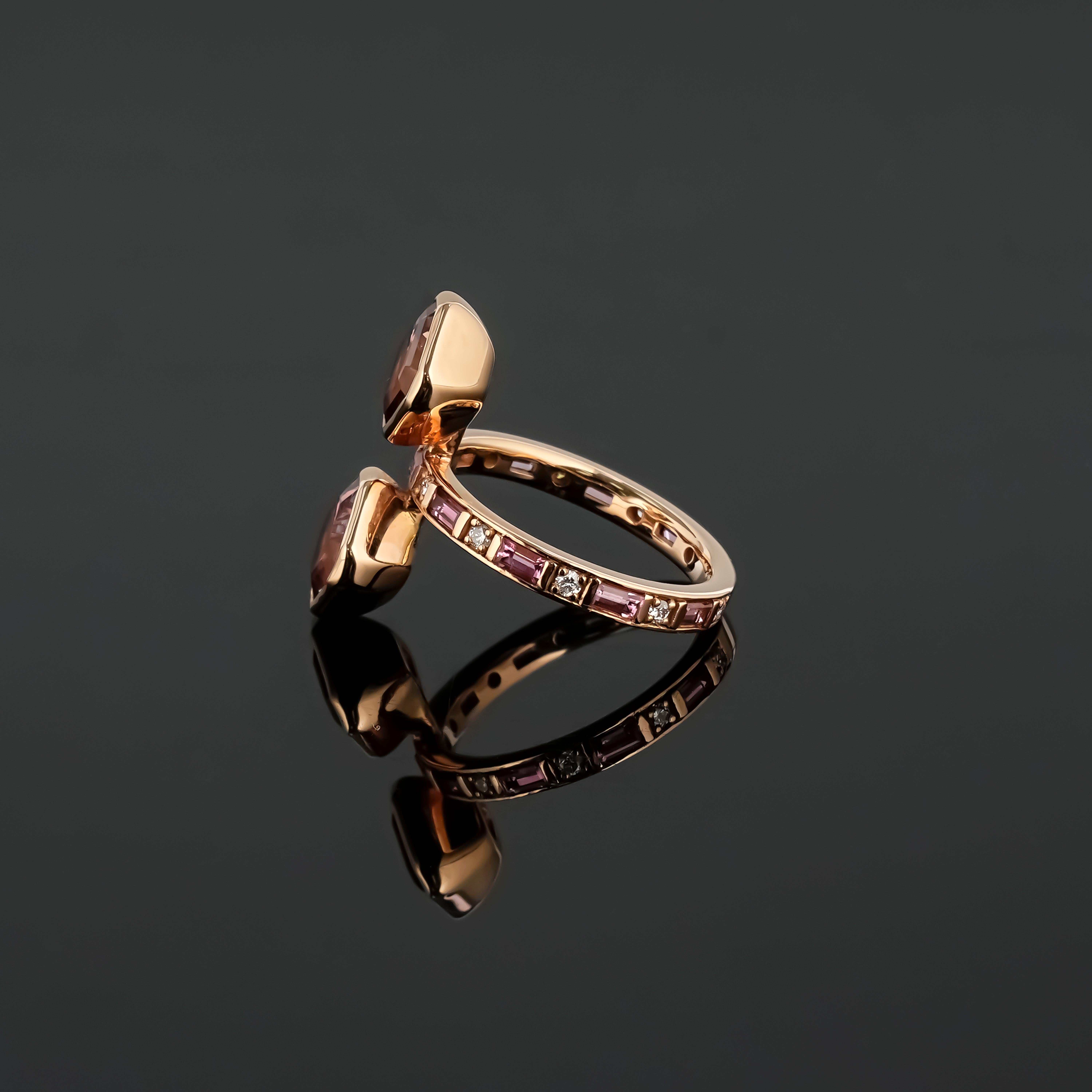 Asscher Cut Tourmaline and Diamond Cocktail Ring
