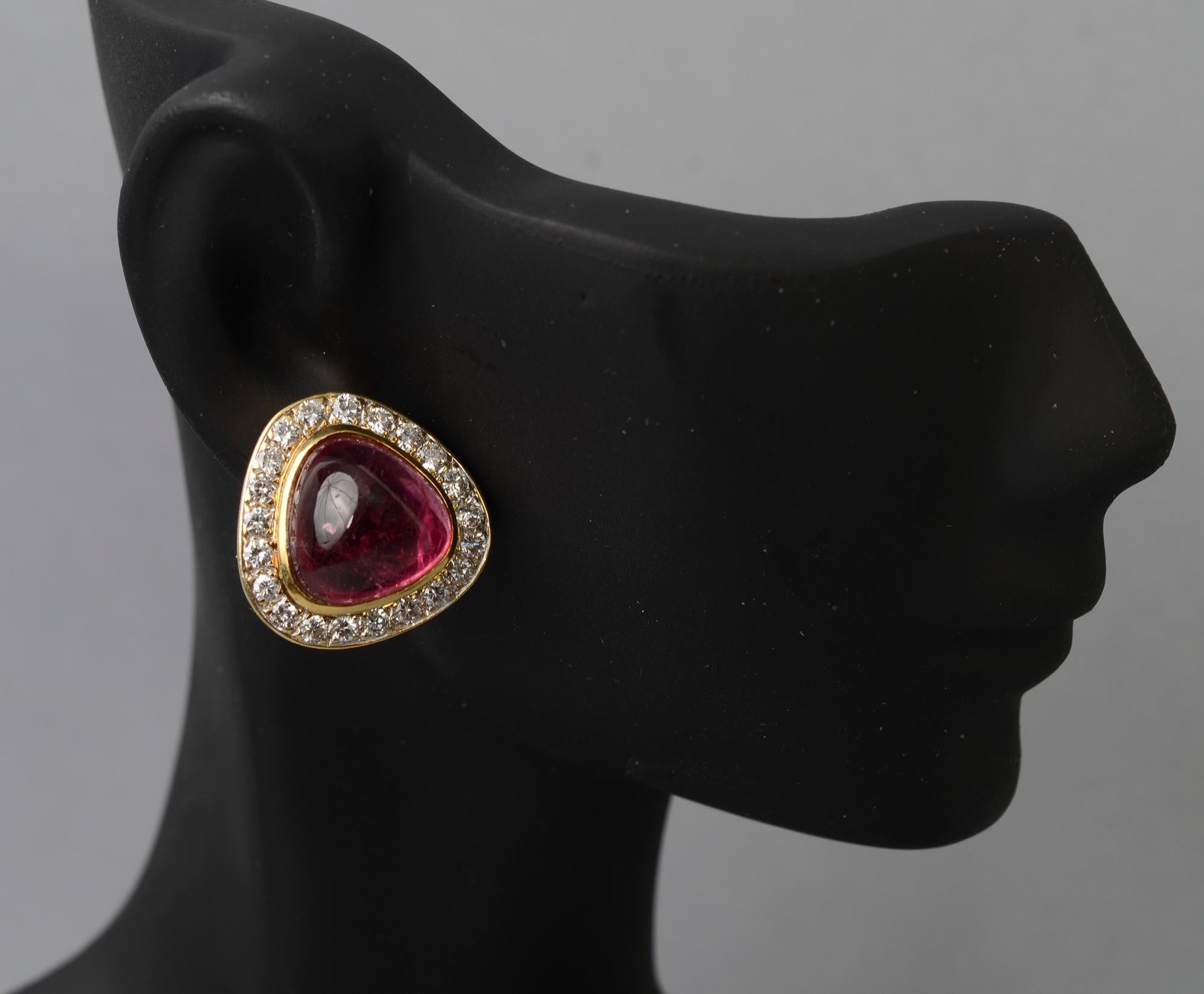 Women's or Men's Tourmaline and Diamond Gold Earrings