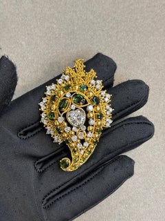 Tourmaline and Diamond Paisley Brooch