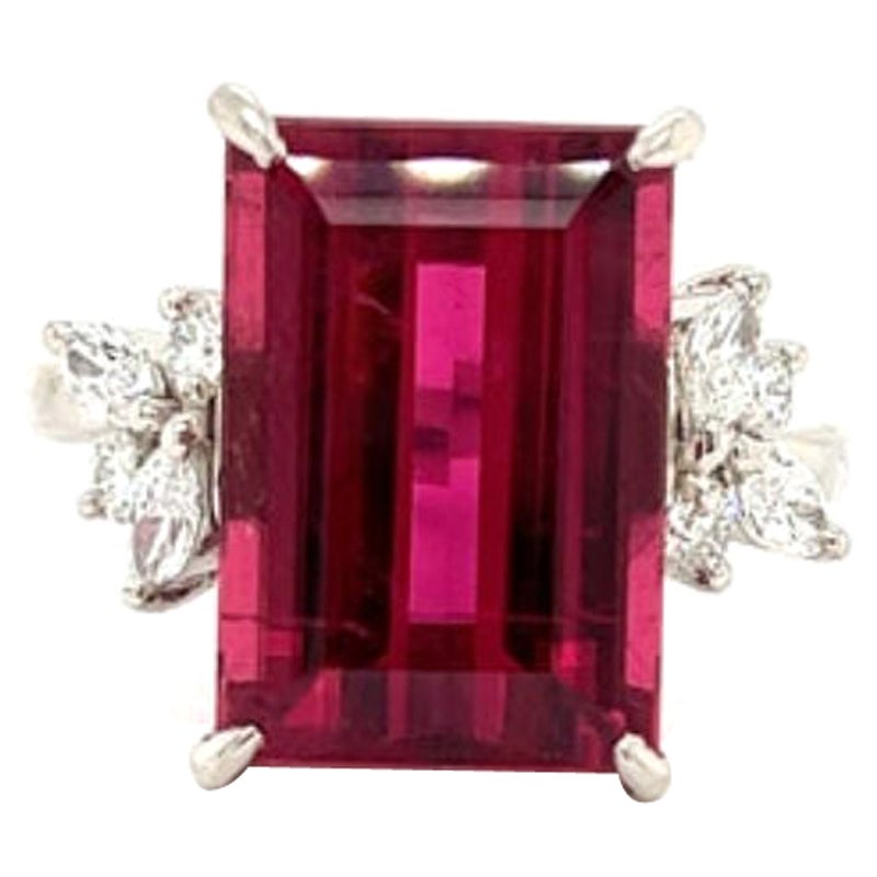 Tourmaline and Diamond Platinum Ring