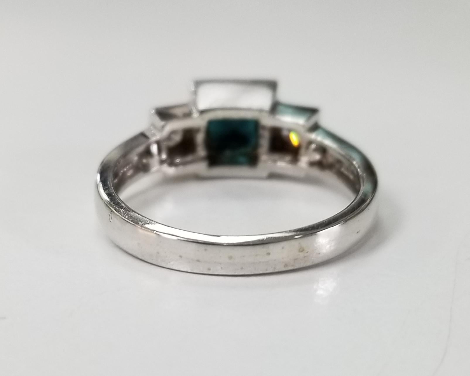 Princess Cut Tourmaline and Diamond Ring For Sale