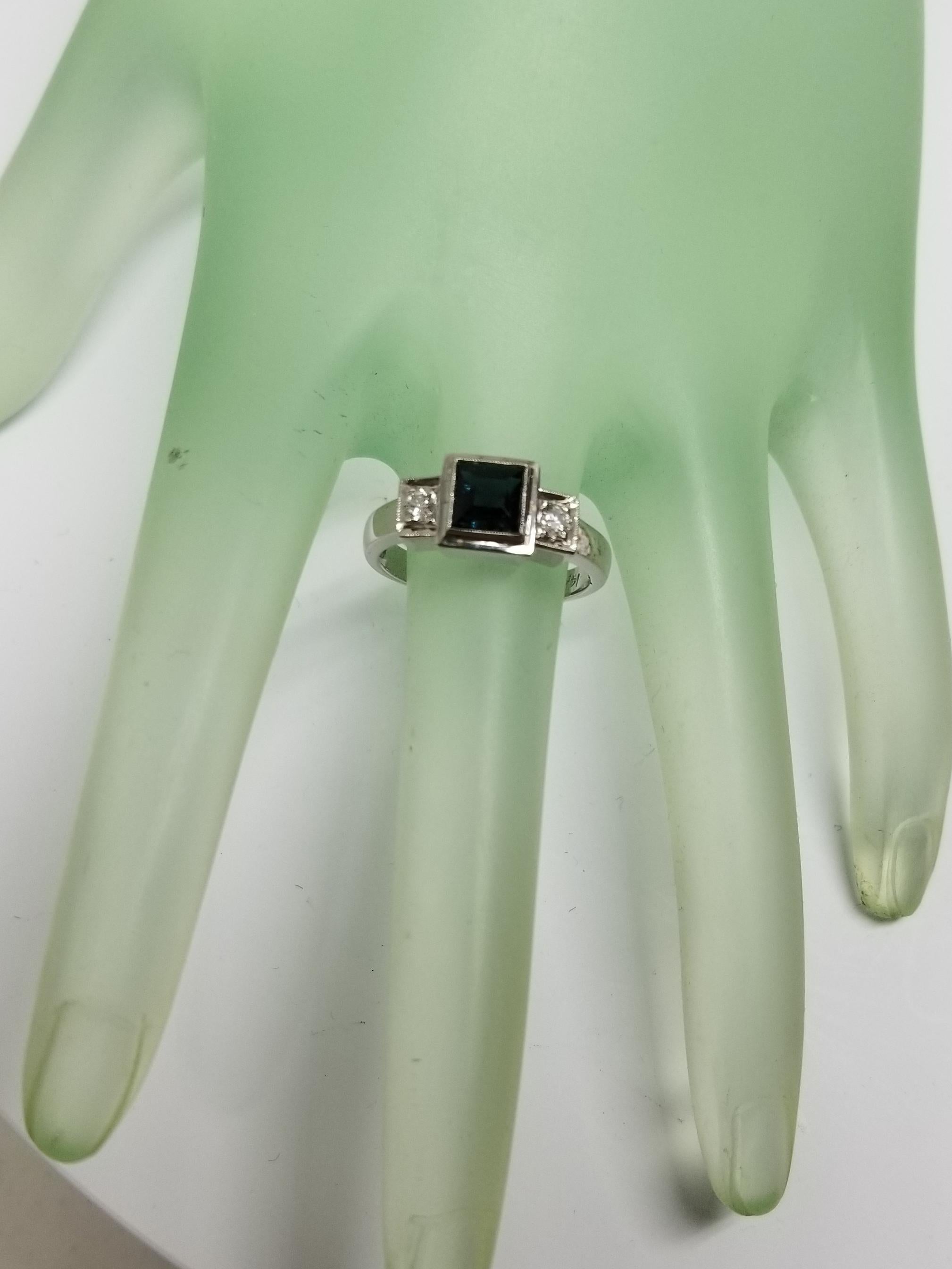 Women's or Men's Tourmaline and Diamond Ring For Sale