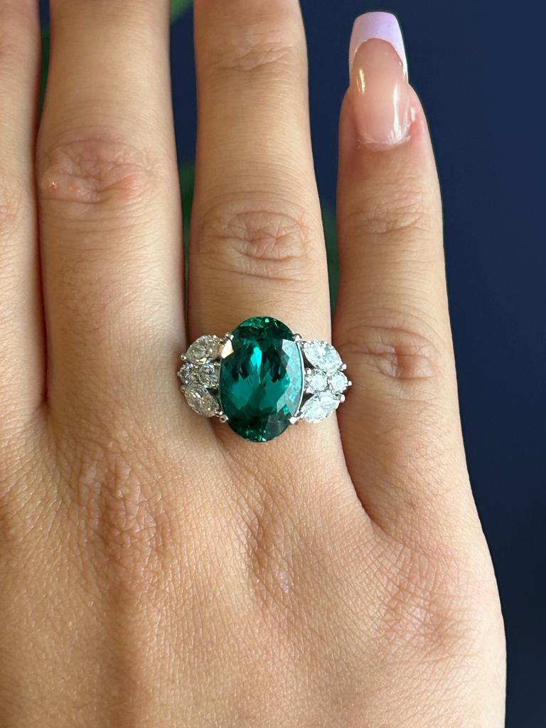 Women's Tourmaline and Diamond Ring For Sale