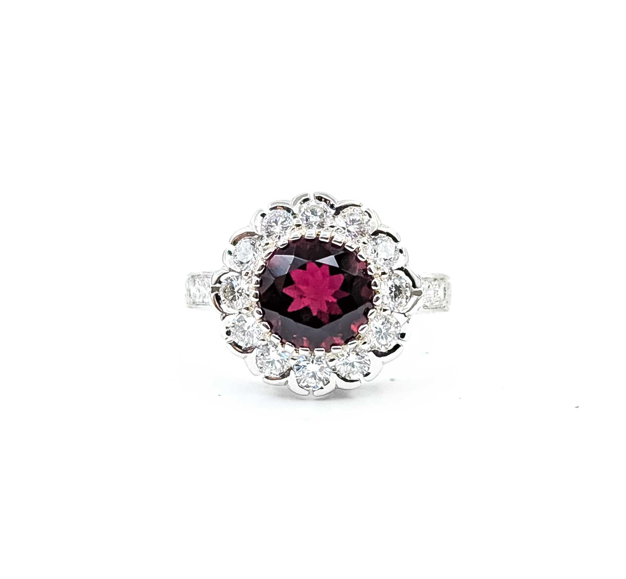 Anello con tormalina e diamante in oro bianco 18 carati in vendita 4