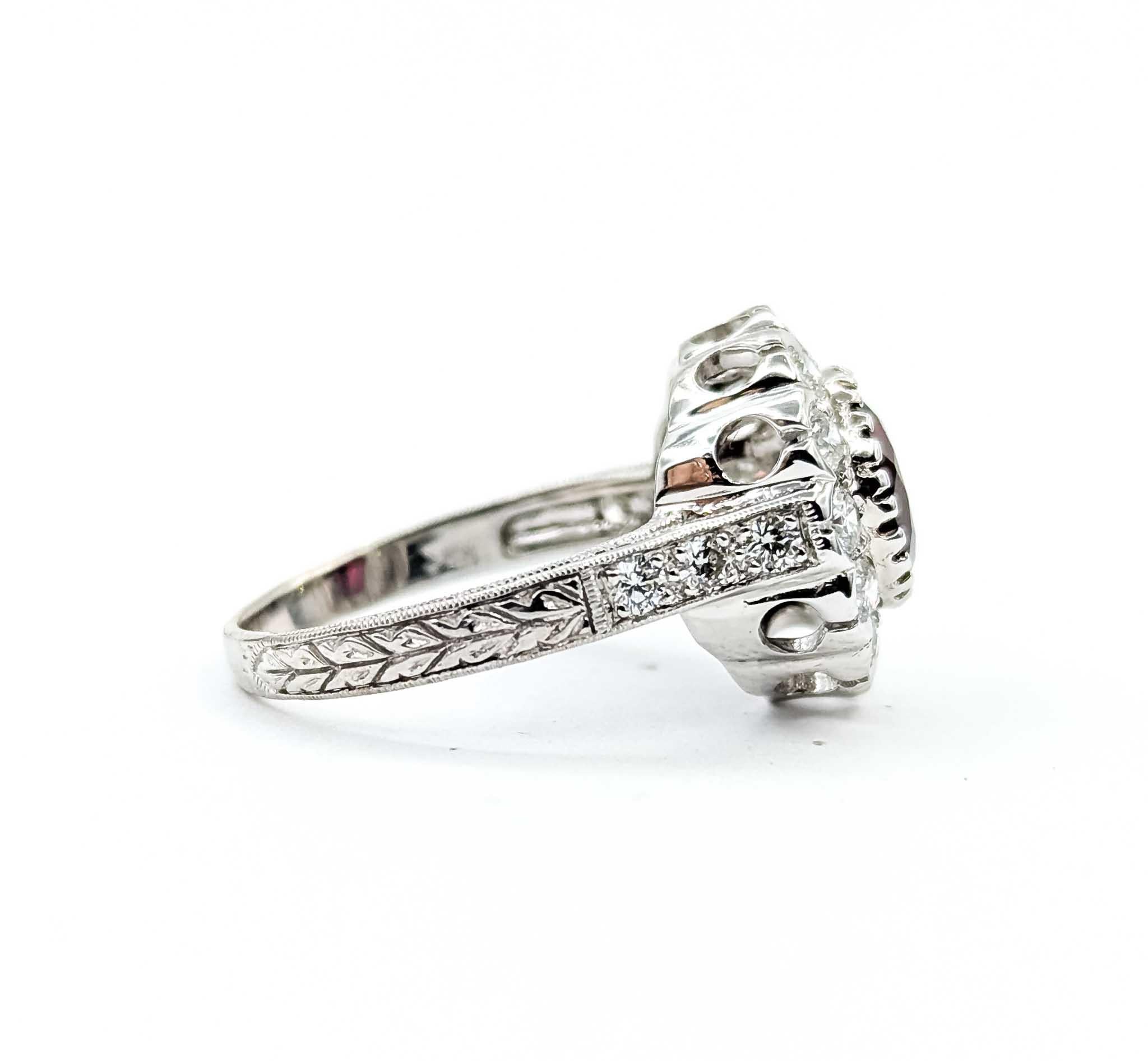 Anello con tormalina e diamante in oro bianco 18 carati in vendita 1