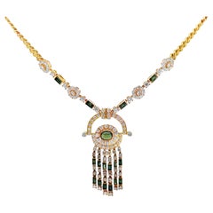Tourmaline and Diamond Tassel Necklace