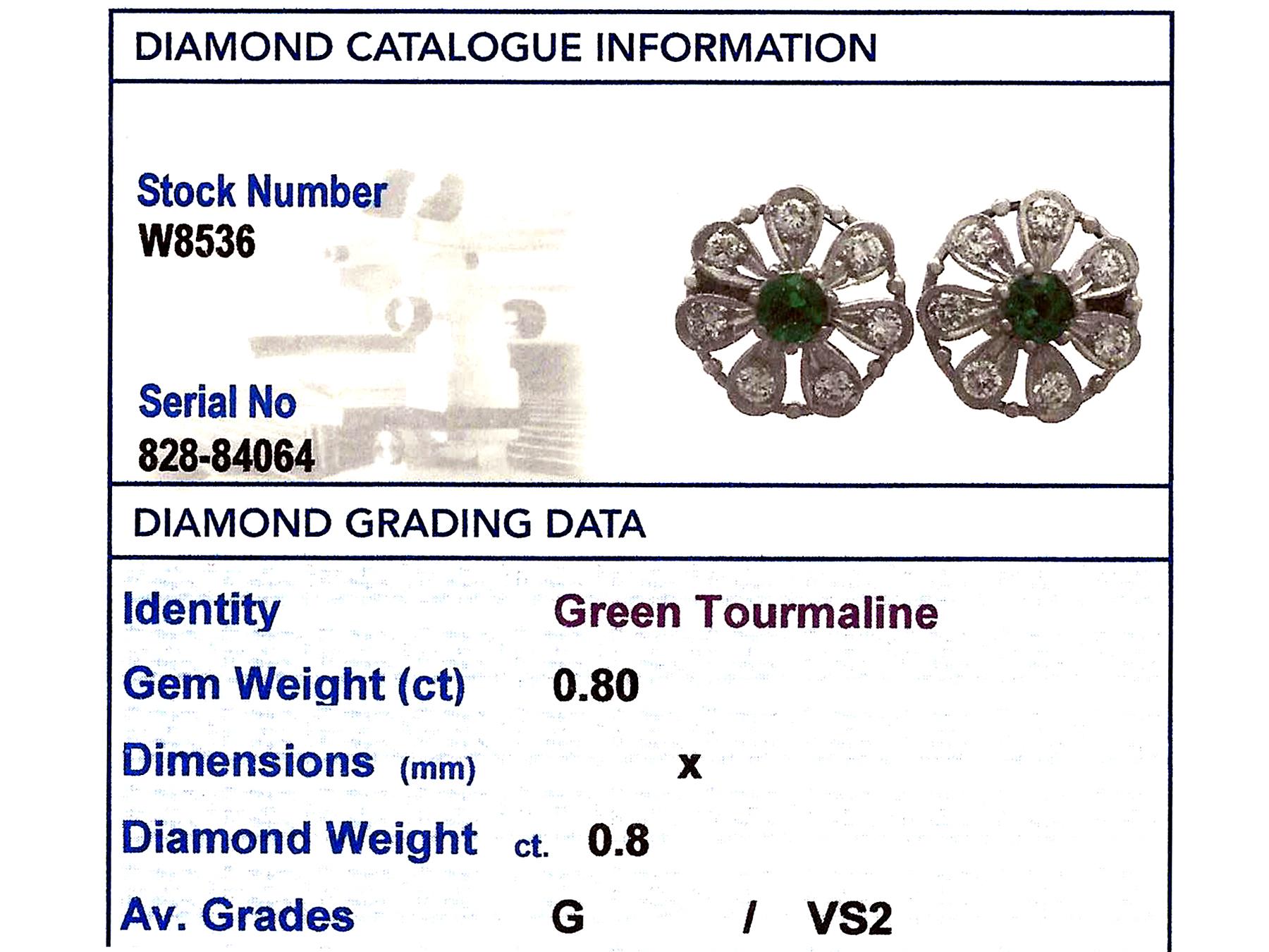 Tourmaline and Diamond White Gold Stud Earrings For Sale 2