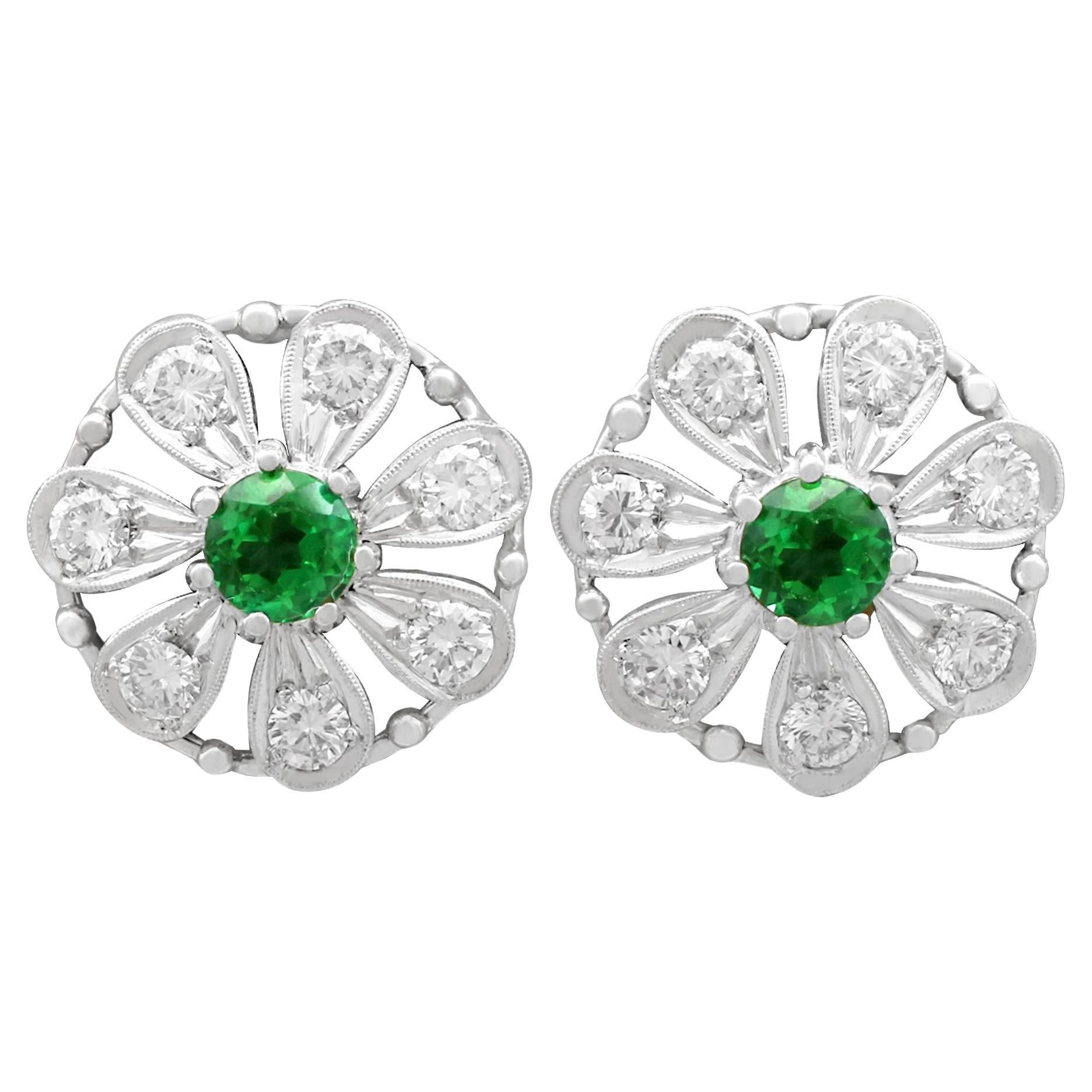 Tourmaline and Diamond White Gold Stud Earrings For Sale