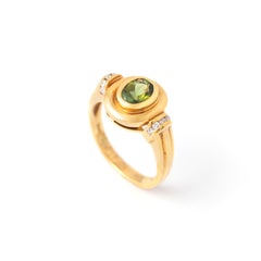 Tourmaline and Diamond Yellow Gold 18K Ring
