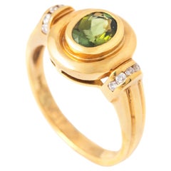 18 Karat Gelbgold Ring mit Turmalin und Diamant