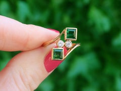 Vintage Tourmaline and Diamond Twist Ring in Yellow Gold