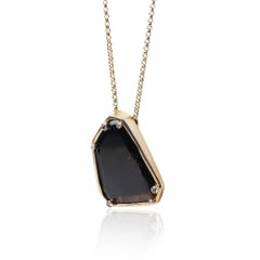 Black Tourmaline and Diamond Gold Plated Pendant Necklace by Cristina Ramella