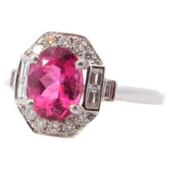 Tourmaline and diamonds ring in 18k gold