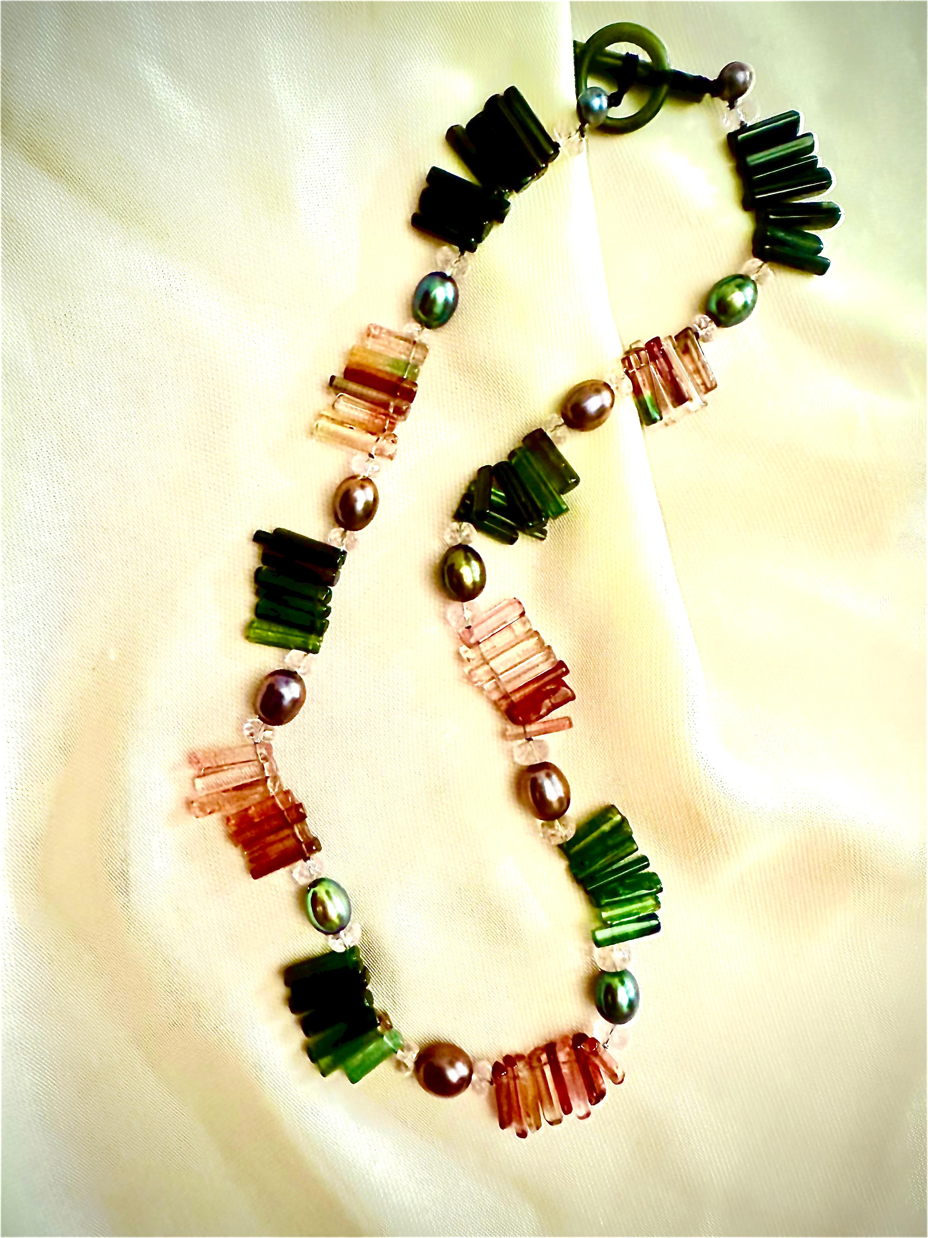 Collier de tourmaline et de perles Neuf - En vente à New Orleans, LA