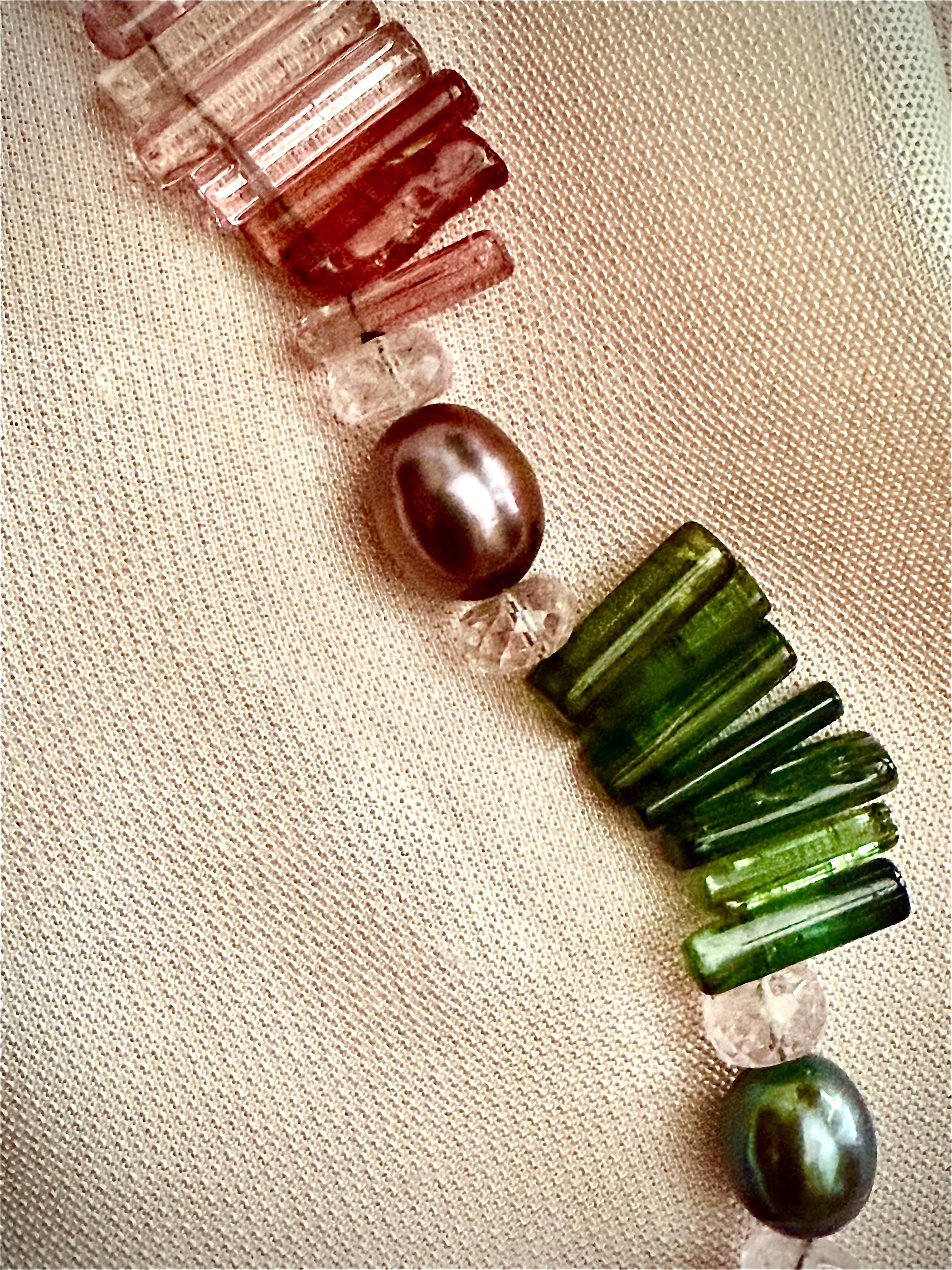 Collier de tourmaline et de perles Pour femmes en vente