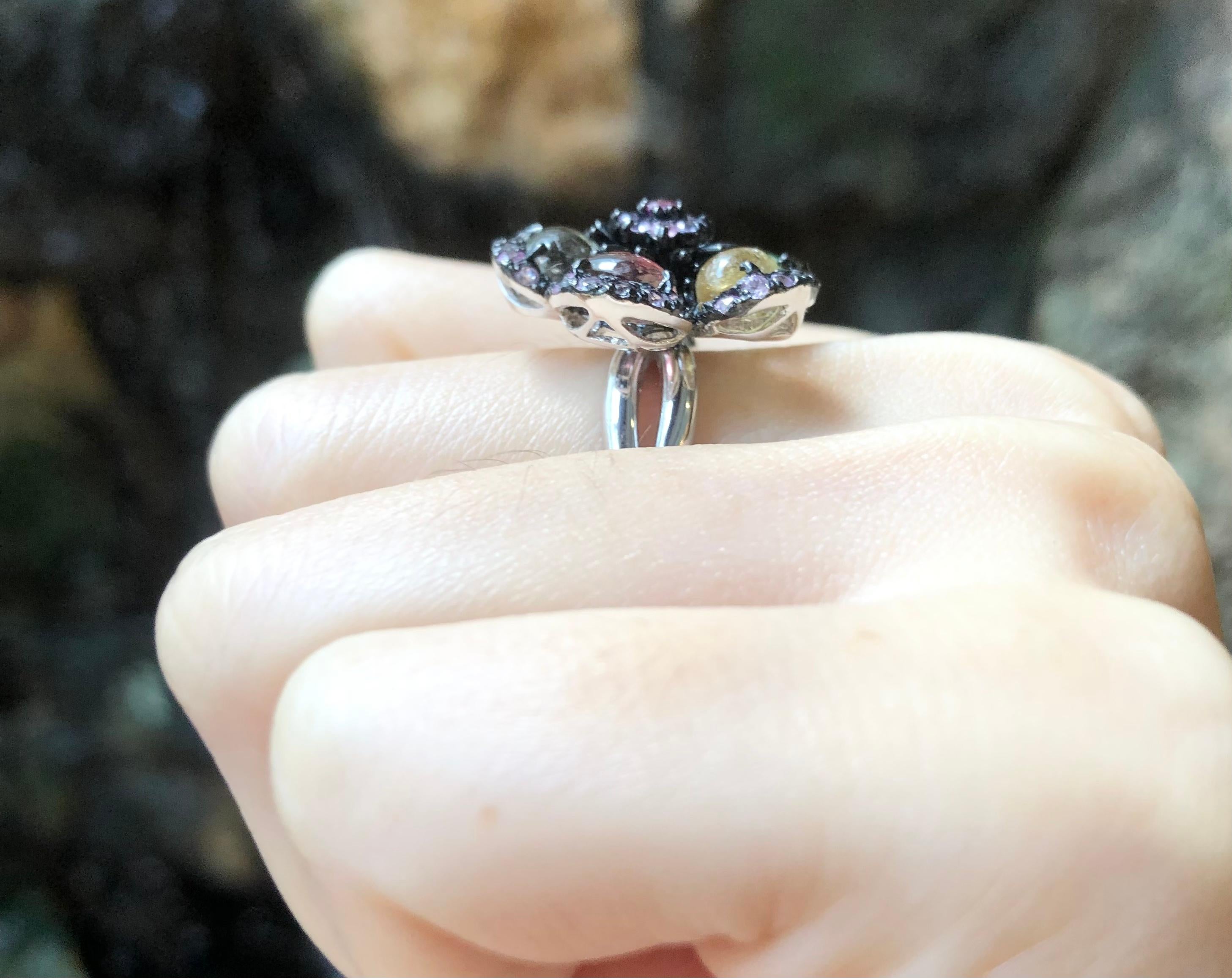 Ring mit Turmalin und rosa Saphir in Silberfassung im Zustand „Neu“ im Angebot in Dusit, 10