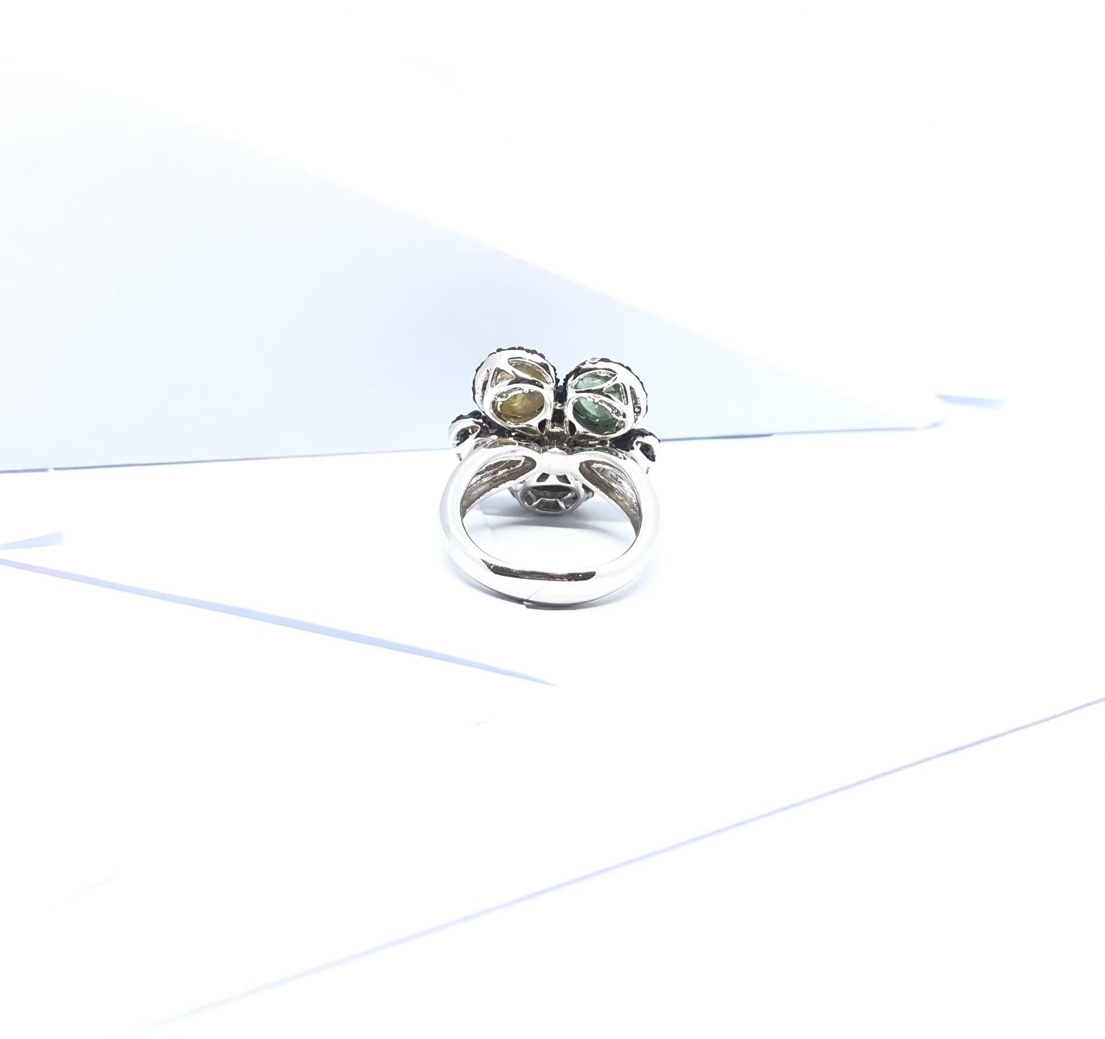 Ring mit Turmalin und rosa Saphir in Silberfassung im Angebot 2